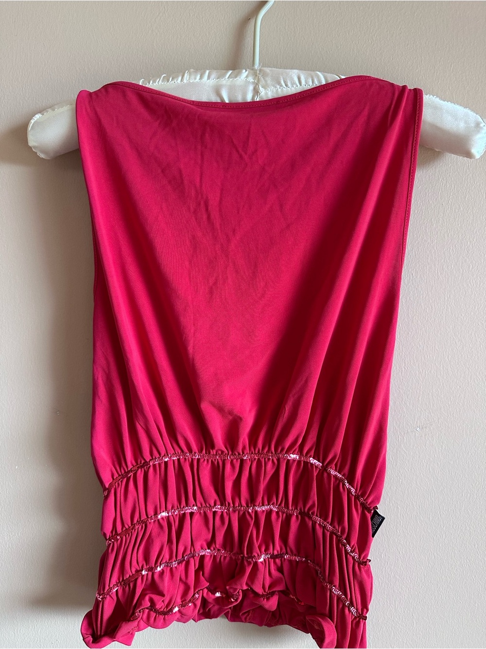 Moschino Hot Pink Sleeveless Ruched Waist Tank Size 6/8. - Picture 2 of 3